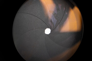 Lens photography camera. The diaphragm of a camera lens aperture. CLOSE-UP, macro.