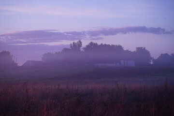 Sunrise over the field 