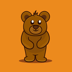 bear cute character cartoon illustration vector editable for icon or sticker
