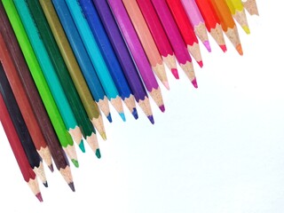 color pencils on white background