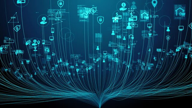 Online shopping connecting buyer with sellers conceptual node animation