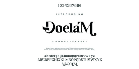 Abstract Fashion font alphabet. Minimal modern urban fonts for logo, brand etc. Typography typeface uppercase lowercase and number. vector illustration