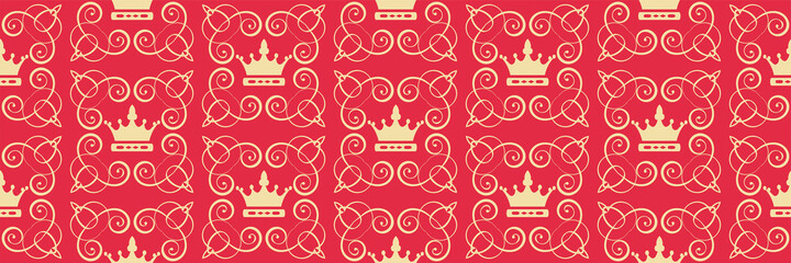 Royal style background image with decorative elements on red background. Seamless background for wallpaper, textures.