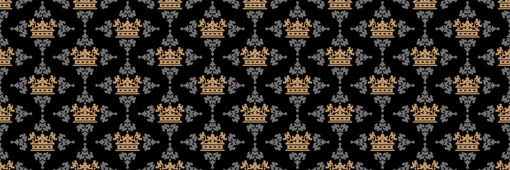 Ornate background image with decorative elements on a black background for your design. Seamless background for wallpaper, textures