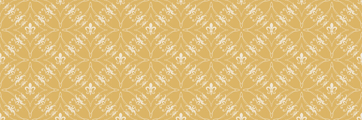 Beautiful background images with floral and geometric abstract ornament on a gold background for your design. Seamless background for wallpaper, textures. 