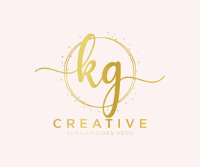 Initial KG feminine logo. Usable for Nature, Salon, Spa, Cosmetic and Beauty Logos. Flat Vector Logo Design Template Element. - obrazy, fototapety, plakaty
