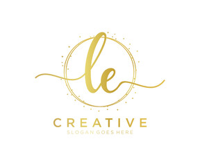 Initial LE feminine logo. Usable for Nature, Salon, Spa, Cosmetic and Beauty Logos. Flat Vector Logo Design Template Element. - obrazy, fototapety, plakaty