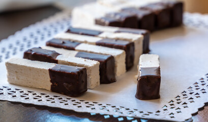 marshmallow sweet postre close up