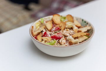 close-up of vegetable salad in the kitchen in bowl