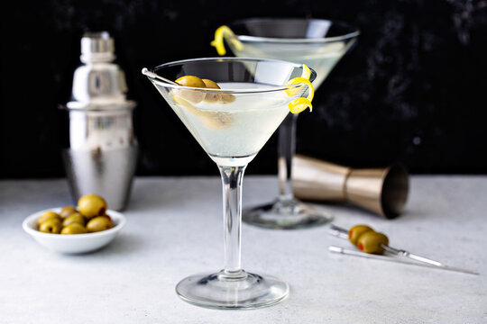 Classic Lemon Drop Martini With Olives And Lemon