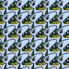 seamless pattern of cute monster cartoon
