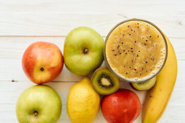 fruit smoothie fresh Fresh Desert milkshake top view