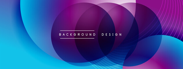 Fototapeta premium Gradient circles with shadows. Vector techno abstract background. Modern overlapping forms wallpaper background, design template