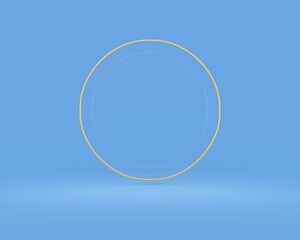 Background 3d blue with ring gold, minimal product display background 3d rendering illustration blue pastel
