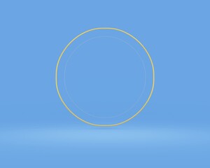Background 3d blue with ring gold, minimal product display background 3d rendering illustration blue pastel