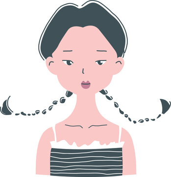 recommend clip art: 三つ編みおさげのラフな格好の女性イラスト素材