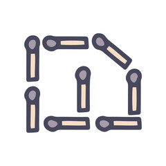 matches brain teaser color vector doodle simple icon