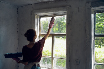 woman house painter paint wall home renovation decoration