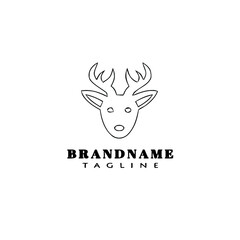 deer or caribou logo cartoon icon creative template black isolated vector illustration