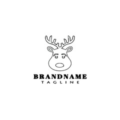 deer or caribou logo cartoon icon design template black isolated vector simple