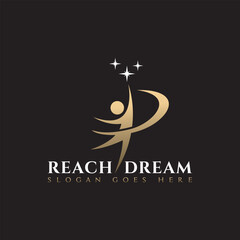 Courageous Youth Reach Dream Stars Logo Design vector