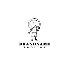 choir logo cartoon icon cute template black isolated vector illustration