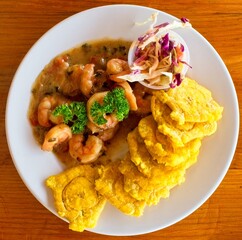 Shrimp and plantains