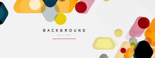 Color bubbles and rounded geometric shapes on white. Vector geometric minimal abstract background for wallpaper, banner, background, landing page