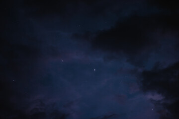 Fototapeta na wymiar Stars in the night sky bring the clouds together