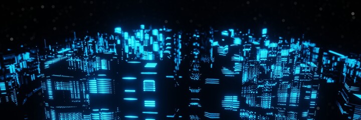 Abstract Futuristic background landscape Planet alien spaceships panorama 3d rendering