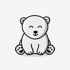 Obraz na płótnie Canvas Illustration vector graphic of Baby Polar Bear. Baby Polar Bear minimalist style isolated on a gray background. Cute animal illustration.