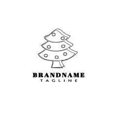 simple christmas tree logo cartoon icon design template black isolated vector illustration