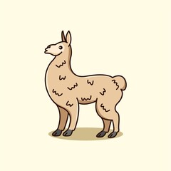 Illustration vector graphic of the lama. Lama minimalist style isolated on a brown background. Cute animal illustration.