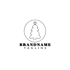 christmas tree logo cartoon icon design template black isolated vector cute