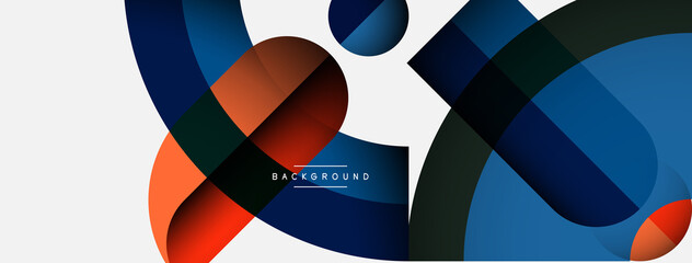 Fototapeta premium Geometric abstract background. Round shapes, circles, lines composition for wallpaper banner background or landing page