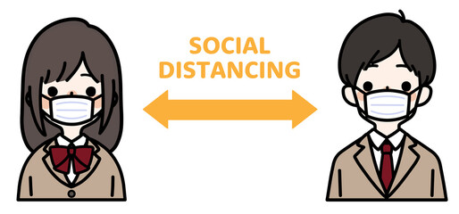 学生イラスト_ソーシャルディスタンス