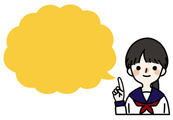人物イラスト_女子高生_吹き出し