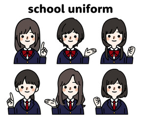 人物イラストセット_女子高生