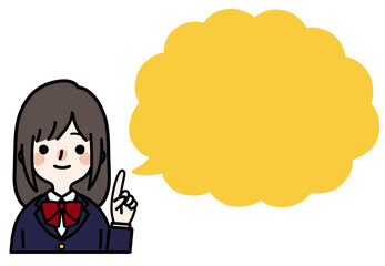 人物イラスト_女子高生_吹き出し