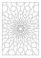 Portrait coloring pages for adults. Abstract sun radiate light illustration. Geometric composition. Black and white patterns. EPS8 file. Coloring-#350