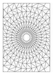 Portrait coloring pages for adults. Abstract sun radiate light illustration. Geometric composition. Black and white patterns. EPS8 file. Coloring-#349