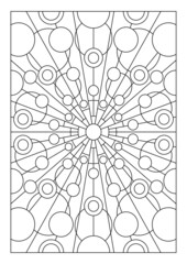 Portrait coloring pages for adults. Abstract sun radiate light illustration. Geometric composition. Black and white patterns. EPS8 file. Coloring-#351