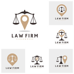 Set of Justice point logo vector template, Creative Law Firm logo design concepts