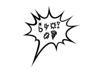 Swearing speech bubble censored with symbols. Hand drawn swear words in text bubbles to express exclamation and harsh mood. Vector illustration isolated in white background