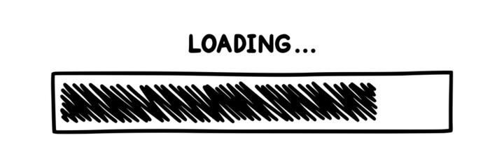 Progress loading bar. Infographics design element with status of completion. Hand drawn vector illustration isolated in white background