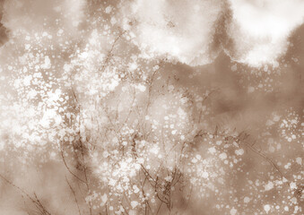 枯れ枝　インク　ペイント