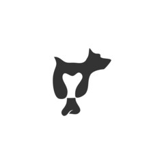 Dog with bone identity animal Pet Illustration Template Isolated