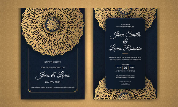 Wedding invitation card with gold shiny eastern and baroque rich foliage  Royal bronze Ornate islamic background for your design Islam Arabic  India Stock Vector Image  Art  Alamy