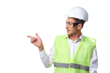 engineer in working uniform protective clothing documents construction