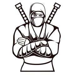 Shadow ninja warrior vector illustration in black and white © Dominico
